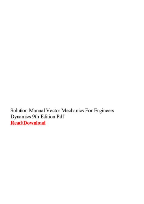Full Download Vector Mechanics For Engineers Dynamics 9Th Solution Pdf 