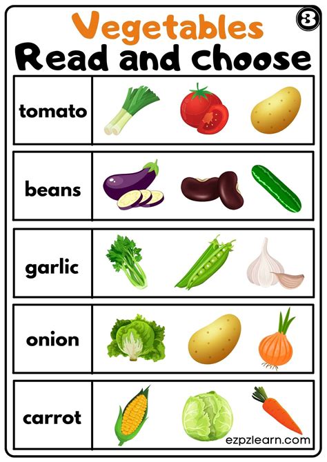 Vegetable Worksheets For Preschool