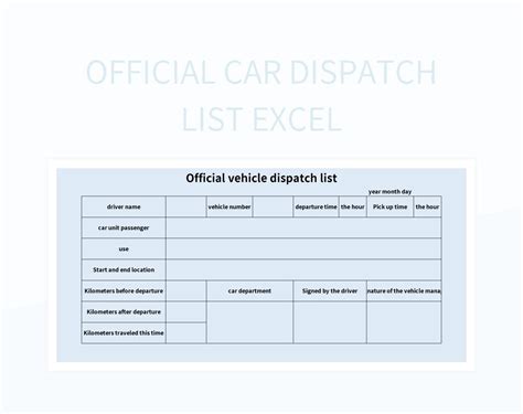 Vehicle Dispatch Form