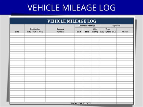 Vehicle Km Log Template Excel