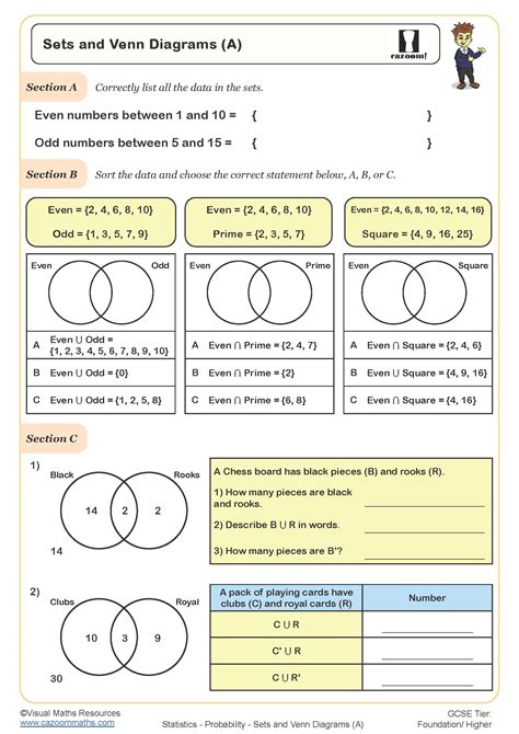 Venn Diagrams Worksheets Questions And Revision Mme Venn Diagrams Grade 9 Worksheet - Venn Diagrams Grade 9 Worksheet