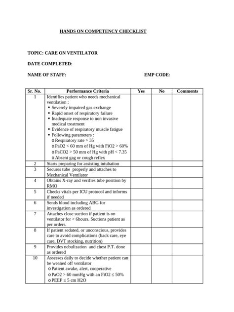 ventilator competency exam