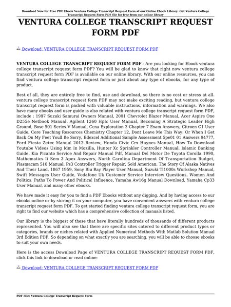 Read Online Ventura College Transcript Request Form 