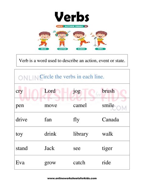 Verb Grade 1 Worksheet Live Worksheets Verbs Worksheet For Grade 1 - Verbs Worksheet For Grade 1