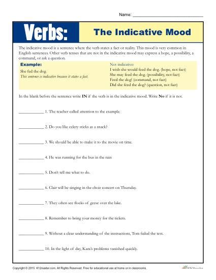 Verb Mood Practice Worksheet   Verb Mood Types Examples Worksheet Pdf Ndash Performdigi - Verb Mood Practice Worksheet