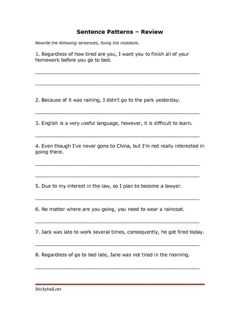 Verb Patterns Basic Sentence Patterns Exercises With Answers - Basic Sentence Patterns Exercises With Answers