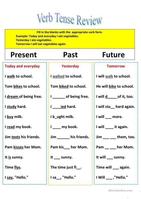 Verb Tenses Worksheets Pearltrees Present And Past Tense Verbs Worksheet - Present And Past Tense Verbs Worksheet