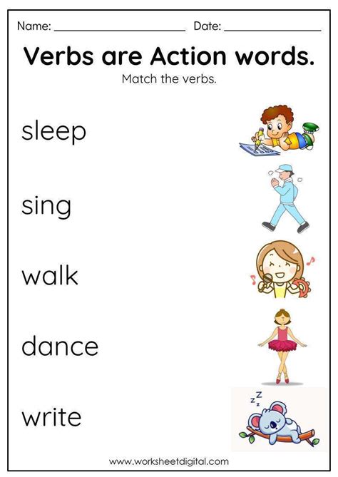 Verb Worksheet For Class 1