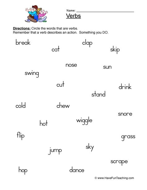 Verb Worksheets All Kids Network Verbs Worksheet For 1st Grade - Verbs Worksheet For 1st Grade