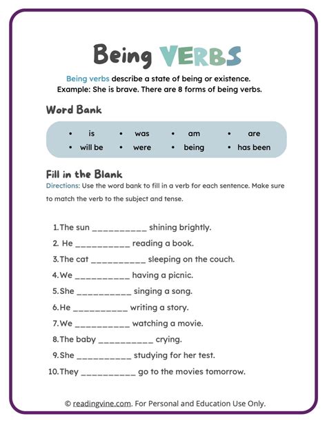 Verb Worksheets Guruparents Verbs Of Being Worksheet - Verbs Of Being Worksheet