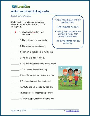 Verb Worksheets K5 Learning Action Verb Worksheets For Kindergarten - Action Verb Worksheets For Kindergarten