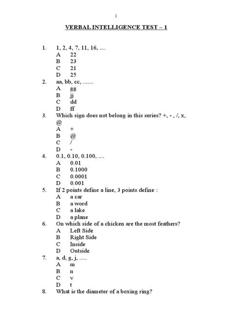 Verbal Intelligence Test