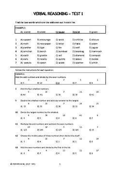 verbal reasoning practice tests for kids