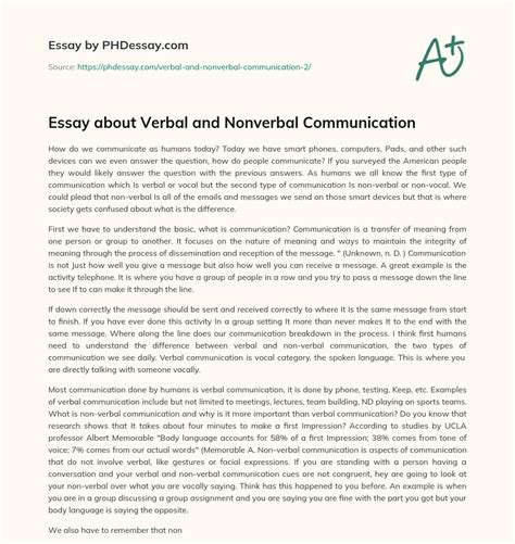 Full Download Verbal And Nonverbal Communication Paper 