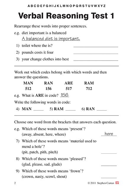 Read Online Verbal Reasoning Test Papers For 8 Year Olds 