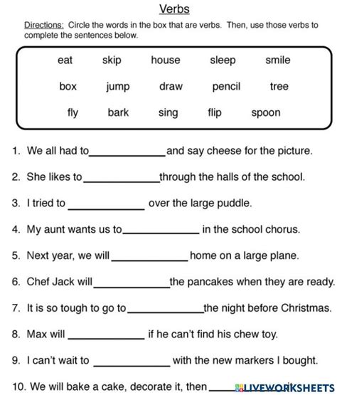 Verbs Fill In The Blanks Live Worksheets Fill In The Blanks With Verbs - Fill In The Blanks With Verbs