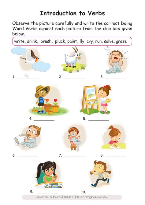 Verbs Online Exercise For Grade 1 Live Worksheets Verbs Worksheet For Grade 1 - Verbs Worksheet For Grade 1