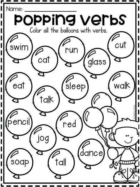 Verbs Worksheet For First Grade   Free Printable Action Verbs Worksheets For 1st Grade - Verbs Worksheet For First Grade