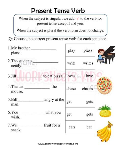 Verbs Worksheet Present Tense 1 Of 2 Present Tense Verb Worksheet - Present Tense Verb Worksheet