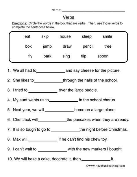 Verbs Worksheets 5th Grade   First Grade Verbs Worksheets 8211 Theworksheets Com 8211 - Verbs Worksheets 5th Grade
