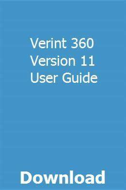 verint 360 version 11 user guide