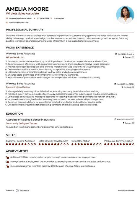 verizon wireless sales resume examples