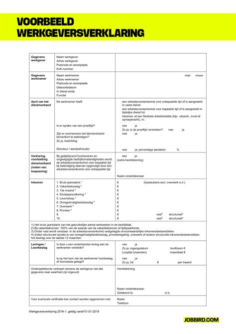verklaring werkgever