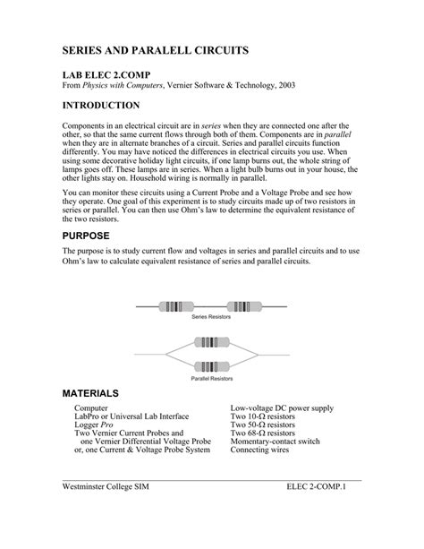 vernier series and parallel circuits lab answers