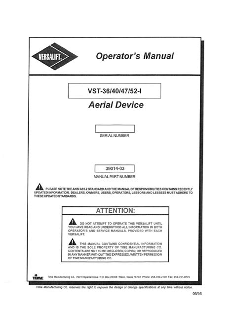 versalift operators manual