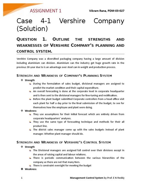 Read Vershire Company Case Study Solution 