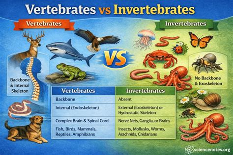 vertebrates vs invertebrates chart