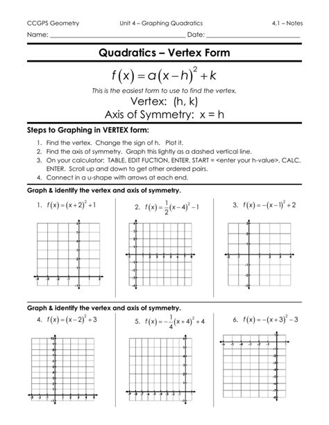 Full Download Vertex Form Worksheet With Answers 