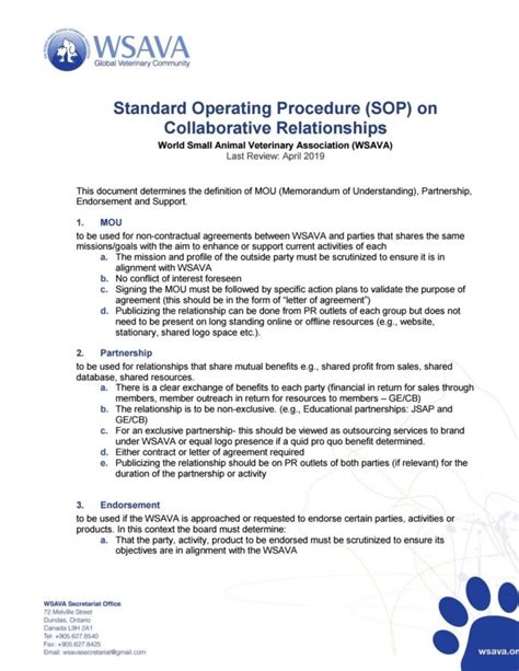 Veterinary Standard Operating Procedures Manual