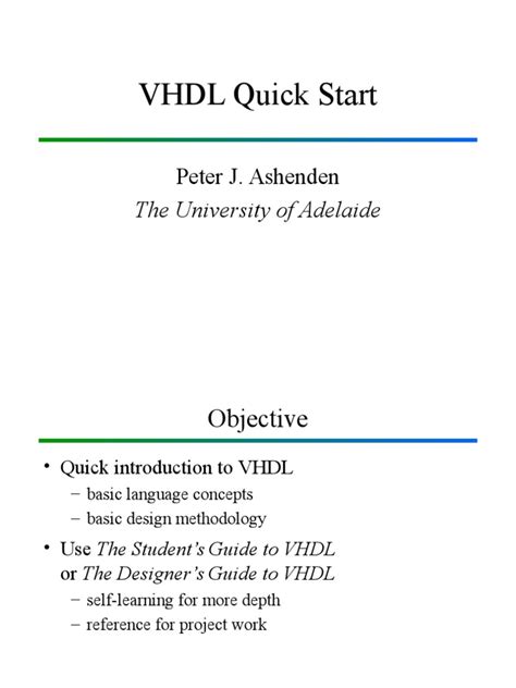 Read Online Vhdl Quick Start Ashenden 