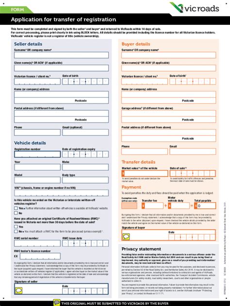Vicroads Transfer Papers
