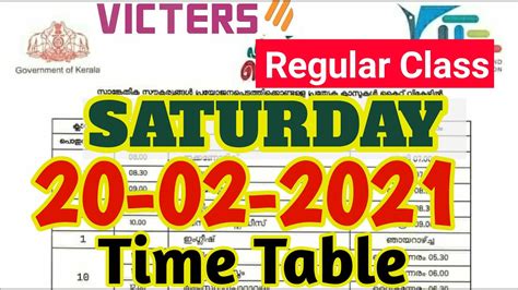Victers Timetable Tomorrow