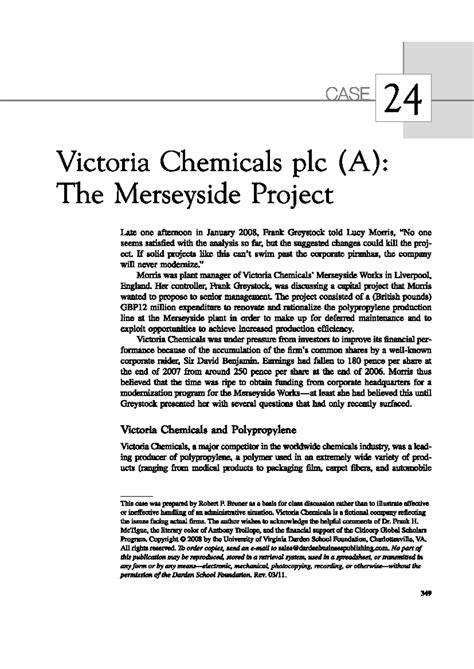 victoria chemicals a case study excel