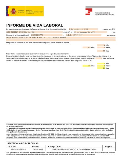 Vida Laboral Pdf