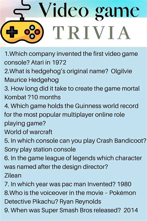 Full Download Video Game Trivia Questions And Answers Free E Book