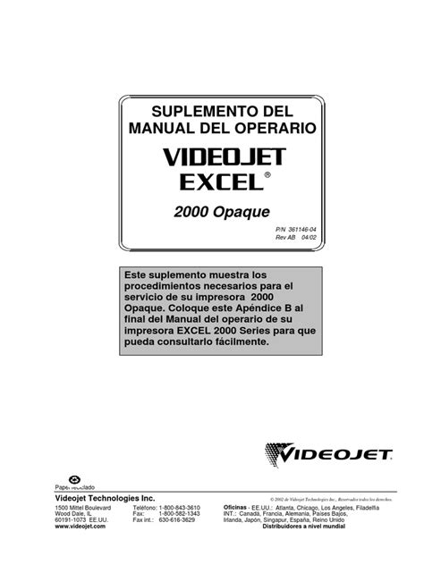 Videojet 2000 Manual