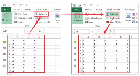 view hidden columns in excel