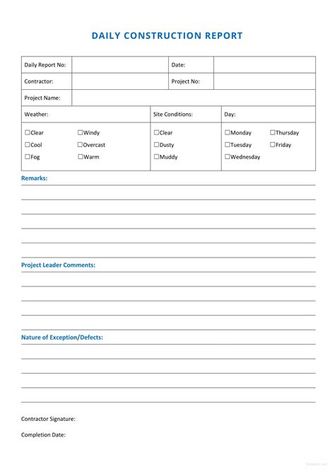 View Sample Daily Construction Report Notevault