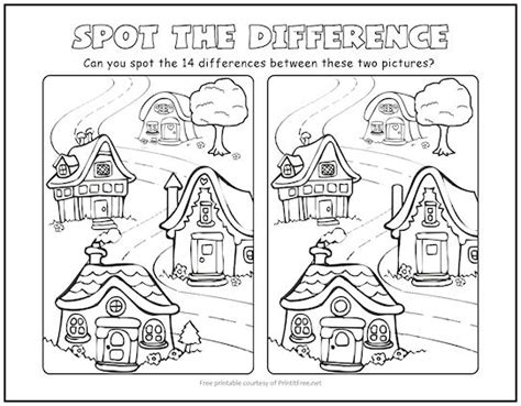 Village Spot The Difference Picture Puzzle Print It Spot The Difference Puzzles Printable - Spot The Difference Puzzles Printable