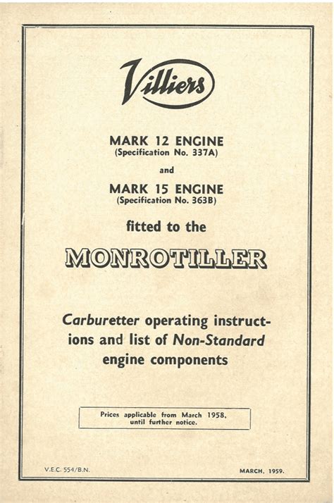 Villiers Engine Manual Mk 12