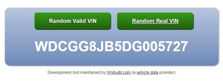Vin Number Generator