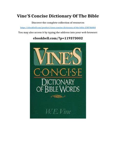 Vine S Concise Dictionary Of Bible Words Nelson S