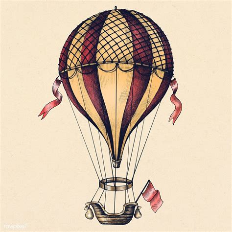 Vintage Hot Air Balloon Drawing