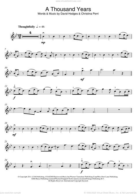 Violin A Thousand Years Sheet Music
