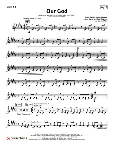 Violin Notes For Our God Chris Tomlin