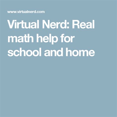 Virtual Nerd Real Math Help For School And Virtual Math - Virtual Math